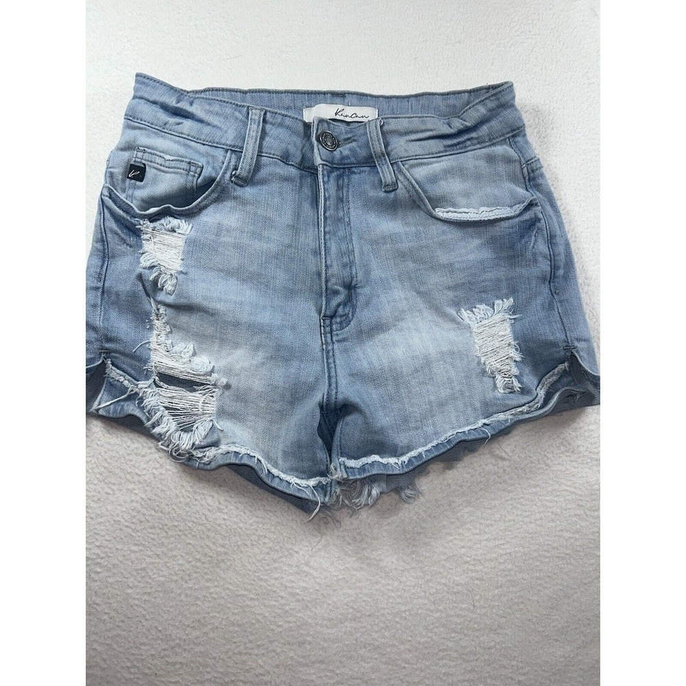 KanCan Denim Shorts 7/27 Light Wash Blue Distressed Ripped